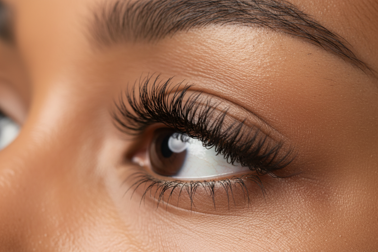a black woman natural eye lash